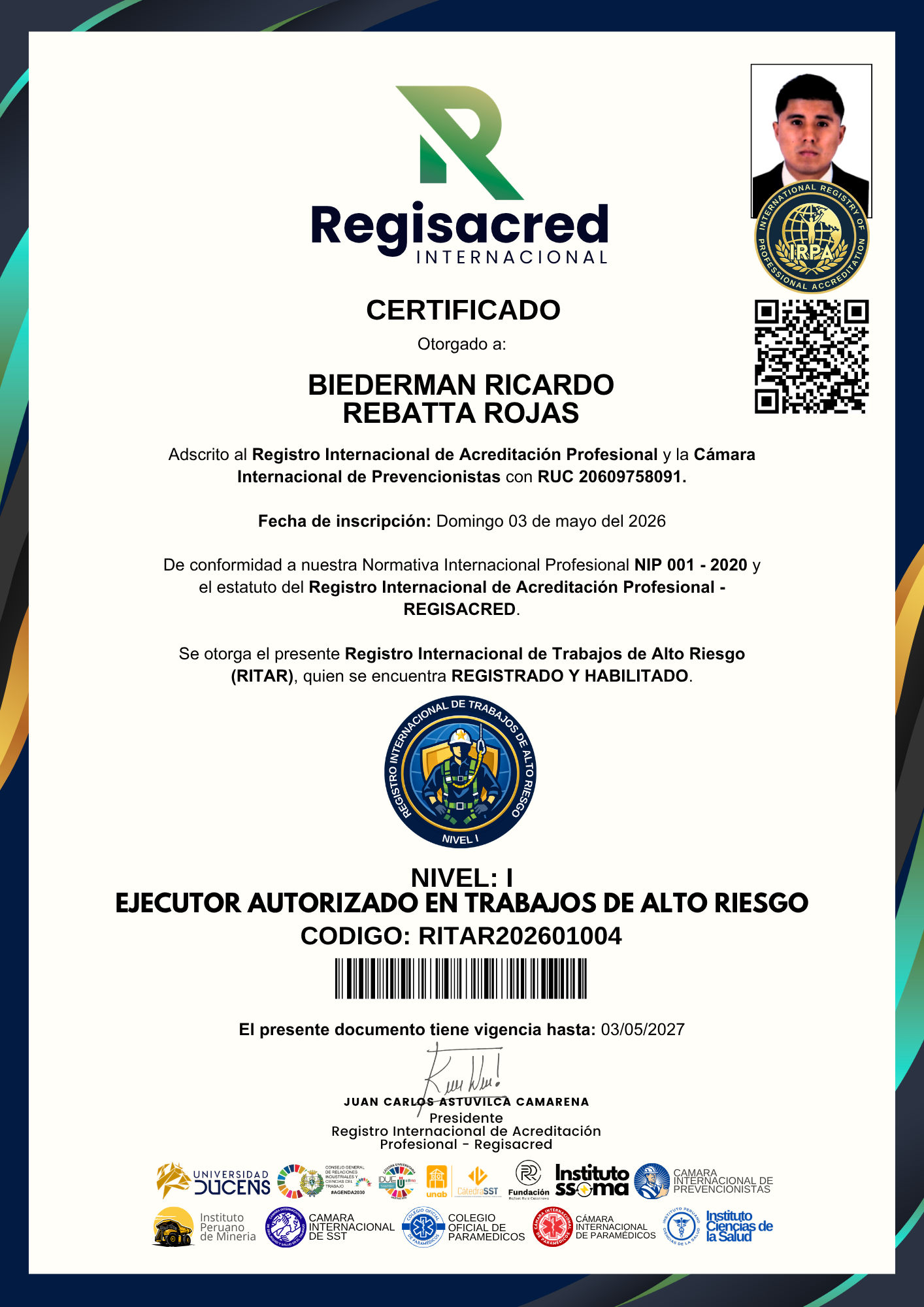 Registro Internacional de Trabajos de Alto Riesgo